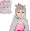 PUREVACY Kids Hooded Towel with Elephant Face. Large Child Blanket with Big Ears for Boys. Soft Cotton Gift for Newborns; Infants; Toddlers. Baby Supp